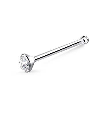 3mm Bezel Stone Set Silver Bone Nose Stud NSKD-13